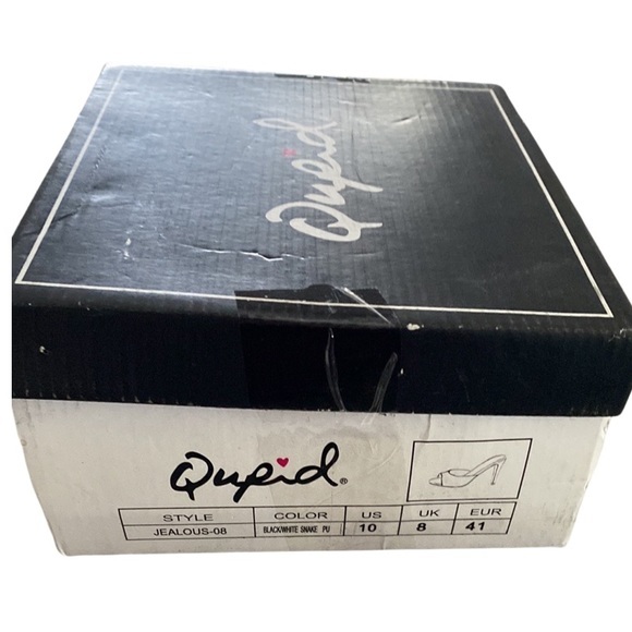 Qupid Jealous Black White Snake Heeled Mules (NEW in BOX) Size 10 - Picture 6 of 11